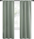 NICETOWN Window Curtains Blackout Drapes - Thermal Insulated Solid Rod Pocket Blackout Curtains/Draperies for Living Room (Greyish Green, One Pair, 34 by 72-Inch)