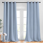 NICETOWN Blackout Vintage Blue Curtains for Bedroom, Energy Saving Thermal Insulated Sound Dampening Window Curtains Grommet Room Darkening for Living Room, 2 Panels, W52 x L90
