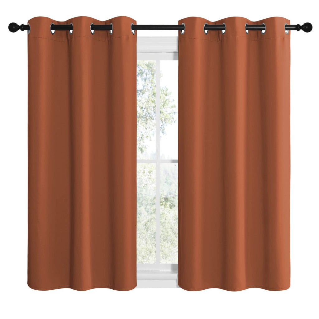 NICETOWN Bedroom Halloween Curtains 48 inches Long, Burnt Orange Privacy and Thermal Insulated Blackout Drapes for Windows (1 Pair, 42 inches Wide)