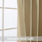Yakamok Thermal Insulated Grommet Blackout Draperies/Drapes for Bedroom Window,Room Darkening Curtain Panels (2 Panels, W52 x L108 -Inch, Beige)