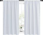 NICETOWN Greyish White Window Curtain Panels - Thermal Insulated Rod Pocket Room Darkening Curtain Sets for Bedroom (Platinum - Greyish White, 2 Panels, 42 by 54)