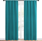 NICETOWN Peacock Blue Blackout Curtains Panels for Window, Thermal Insulated Rod Pocket Blackout Drapes/Draperies for Living Room (2 Panels, W42 x L84 inches)