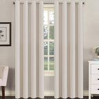 H.VERSAILTEX Blackout Curtain for Living Room Thermal Insulated Window Treatment Curtain Extra Long 96 inch Length Energy Saving Grommet Top Blackout Drape, One Panel, Natural, 52" W x 96" L