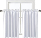 DWCN White Curtains for Living Room Thermal Insulated, Energy Saving & Noise Reducing Bedroom Curtains, White, W 52x L 36 Inch, Set of 2 Rod Pocket Curtain Panels