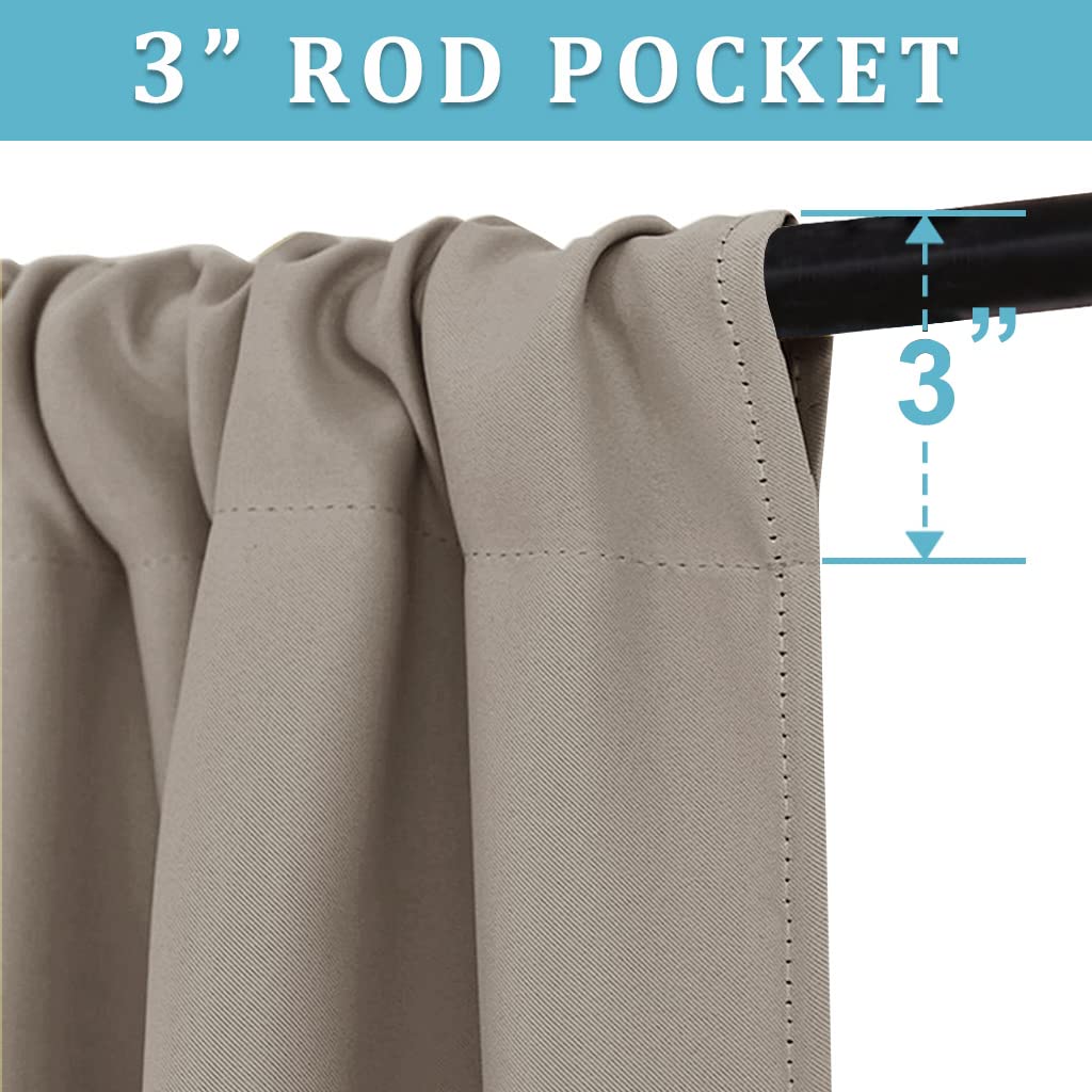 RYB HOME Extra Wide Blackout Curtains for Bedroom Living Room 63 inch Long