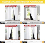 NICETOWN White 100% Blackout Lined Curtains, 2 Thick Layers Completely Blackout Window Treatment Thermal Insulated Drapes for Kitchen/Bedroom (1 Pair, 52 inches Width x 63 inches Length Each Panel)