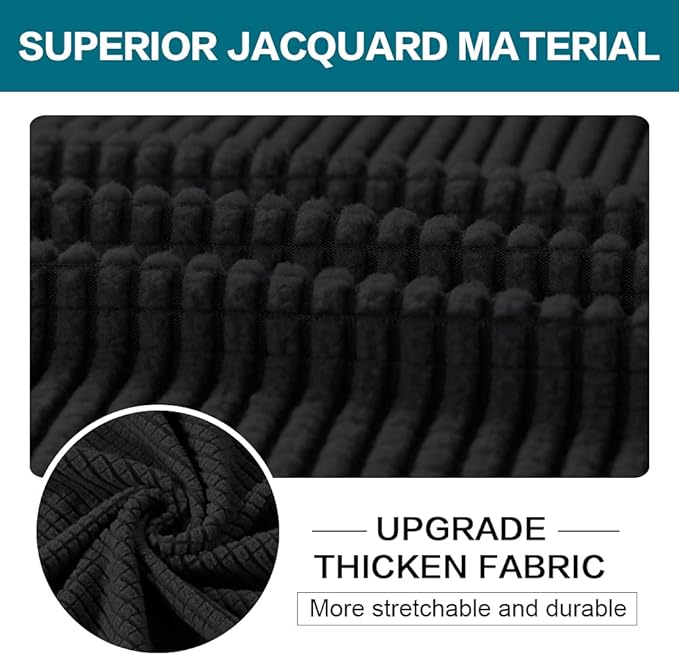 Turquoize 3 Piece Sofa Covers For 2 Cushion Couch Sofa Slipcover Soft Couch Cover For Dogs-Washable Sofa Furniture Covers With 2 Individual Cushion Covers, Feature Thick Fabric (2 Cushion Sofa, Black)