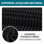 Turquoize 2 Piece Chair Covers Chair Slipcovers for Living Room Armchair Couch Cover Chair Sofa Cover with Individual Cushion Covers Furniture Cover for Chairs Feature Jacquard Fabric (Chair, Black)