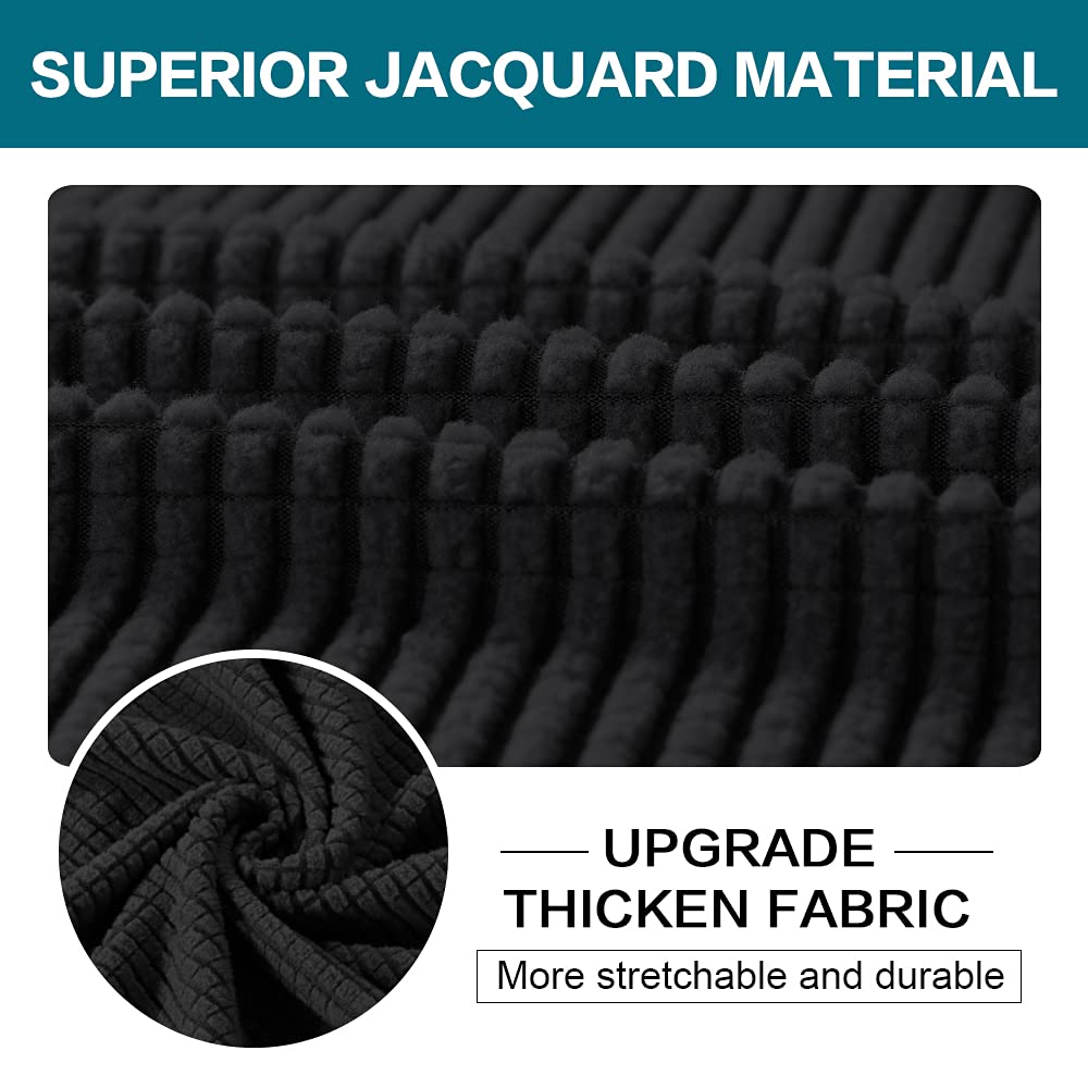Turquoize 2 Piece Chair Covers Chair Slipcovers for Living Room Armchair Couch Cover Chair Sofa Cover with Individual Cushion Covers Furniture Cover for Chairs Feature Jacquard Fabric (Chair, Black)