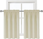 DWCN Blackout Curtains for Living Room Thermal Insulated, Energy Saving & Noise Reducing Bedroom Curtains, Light Beige, W 52x L 36 Inch, Set of 2 Rod Pocket Curtain Panels
