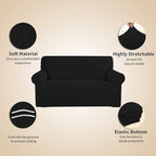 Easy-Going Stretch 4 Seater Oversized Sofa Couch Cover Black