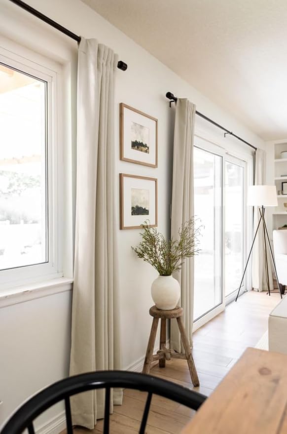 Linen Textured Total Blackout Curtains for Bedroom 96 Inches Long, Oatmeal