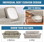 H.VERSAILTEX Rich Polyester Spandex Blend 2 Piece Cover Chair Slipcover Sofa Cover Furniture Protector Couch Soft with Elastic Bottom Chair Couch Cover with Arms Width Up to 49 Inch(Chair, Oatmeal)