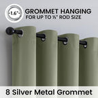 SimpleHome 100% Blackout Curtains for Bedroom,Thermal Insulated Light Sage Grommet Window Drapes Room Darkening Curtains for Living Room with Black Back,52 x 72 Inch,2 Panels