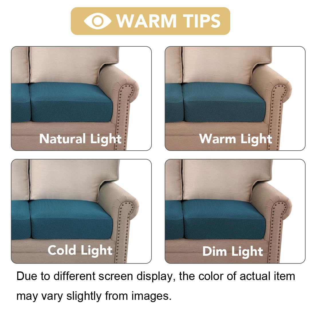 H.VERSAILTEX Super Stretch Individual Seat Covers - Sofa & Couch Cushion Slipcover Sets (Thick Jacquard Textured Twill Fabric, Deep Teal) - 2 Piece Large