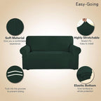 Easy-Going Stretch Loveseat Slipcover 1-Piece Sofa Cover Furniture Protector Couch Soft with Elastic Bottom for Kids Polyester Spandex Jacquard Fabric Small Checks (Loveseat, Dark Green)