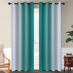 SimpleHome Ombre Room Darkening Curtains 82 inches Length for Bedroom,Grommet Gradient Light Blocking Teal Window Curtains for Living Room,2 Panels, 52x82 inches