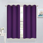 Yakamok Blackout Curtains Room Darkening Thermal Insulated Grommet top Window Curtains for Living Room, 38 x 45 Inch, Purple, Set of 2