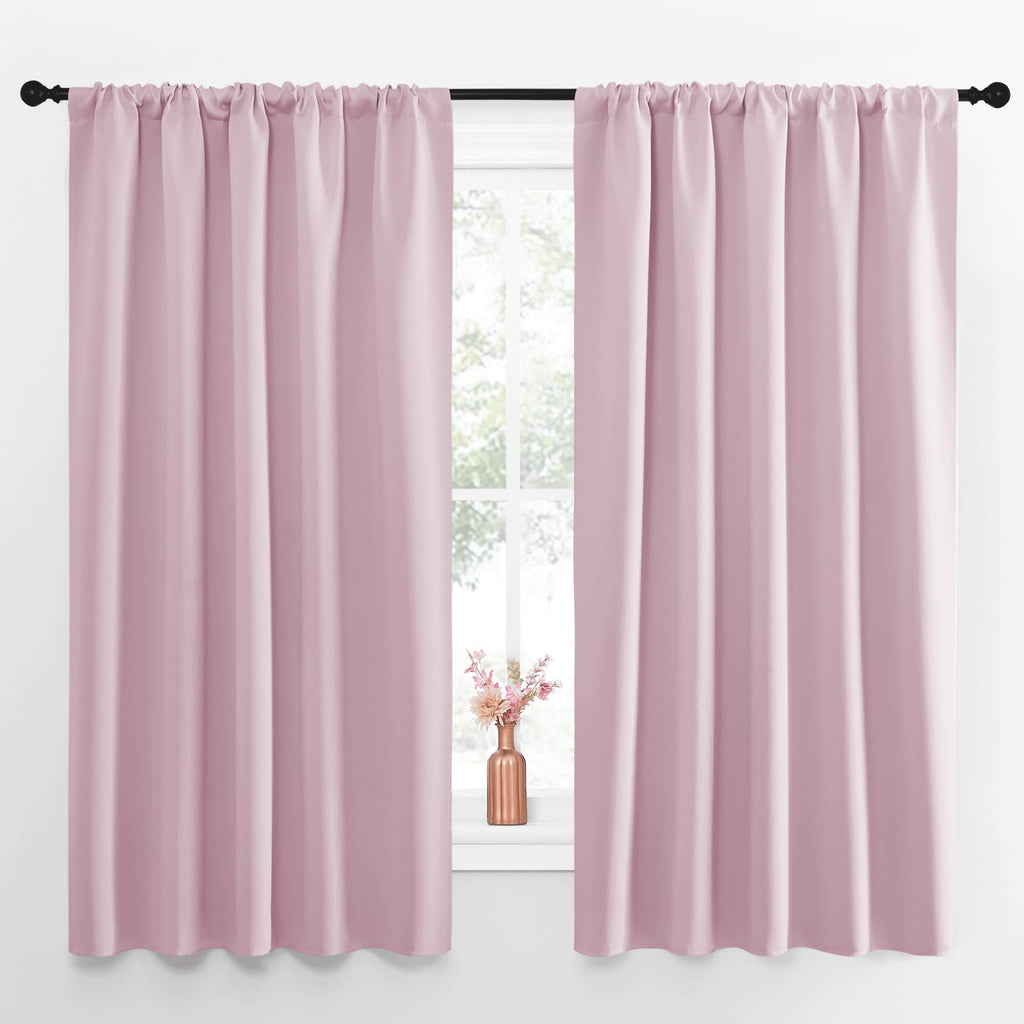 NICETOWN Room Darkening Curtains and Drapes - Thermal Insulated Rod Pocket Room Darkening Draperies for Dining Room (Lavender Pink, 2 Pieces, 52 inches Width by 63 inches Length)