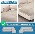 H.VERSAILTEX Velvet Stretch Individual Chaise Cover Sectional Couch Covers for L Shaped Sofa Both Left/Right Furniture Protector Seat Cushion Sofa Cover (1 Piece Chaise Cover, Oatmeal)