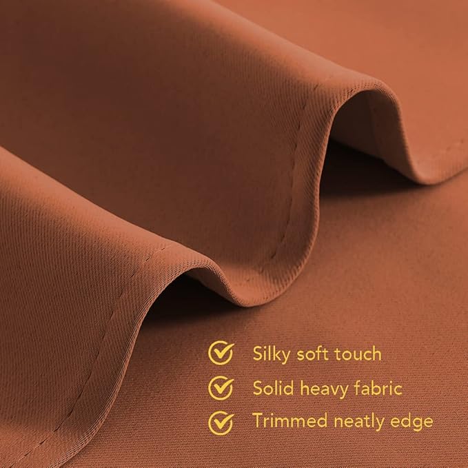 NICETOWN Bedroom Curtains Blackout Drapery Panels, 2 Panels, 70 x 108 inches, Burnt Orange, Three Pass Microfiber Thermal Insulated Solid Ring Top Blackout Window Curtains/Drapes