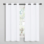 NICETOWN White Window Curtain Panels - 50% Light Blocking Curtains for Bedroom & Dining Room Window (Set of 2, 42 inches x 63 inches)