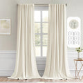 MIULEE Beige White Back Tab Blackout Curtains 52x102 Inch Long 2 Panels Set