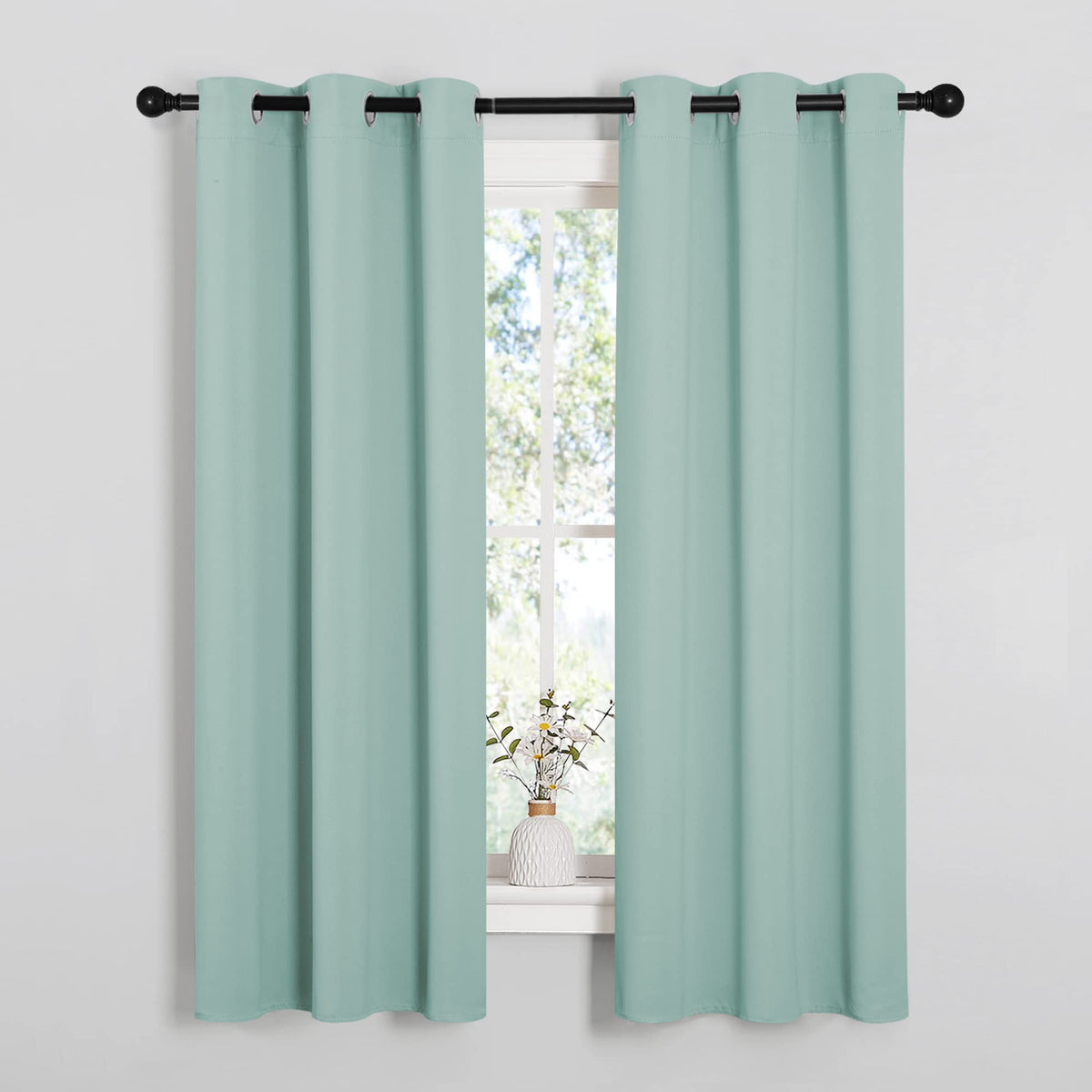 NICETOWN Black Blackout Curtains for Living Room 34" w x 63" L 2 Panels