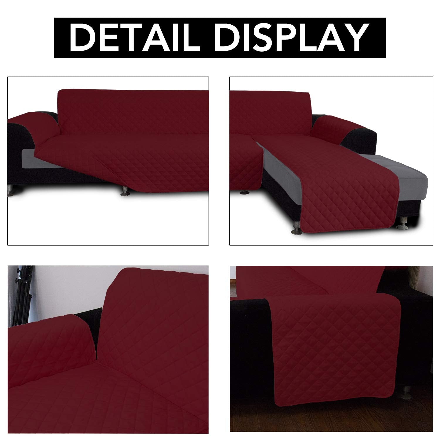 Easy-Going Sofa Slipcover L Shape Sofa Cover Sectional Couch Cover Furniture Protector Mat for Pets Dog Cat (Small, Christmas Red/Christmas Red)