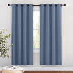 NICETOWN Blackout Curtain Drapes for Living Room - Decorative Thermal Insulated Solid Grommet Top Room Darkening Window Treatments for Kids (Stone Blue, 1 Pair, 46 x 72-Inch)
