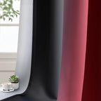 Yakamok Blackout Ombre Burgundy and Black Curtains for Bedroom, Gradient Room Darkening Curtains, Grommet Thermal Insulated Light Blocking Window Drapes/Curtain for Living Room,52 x 63 Inch,2 Panels
