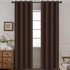 Yakamok Blackout Curtains Room Darkening Thermal Insulated Window Panels,Solid Grommet Top Drapes for Bedroom/Living Room(52Wx90L, Chocolate Brown, 2 Panels)