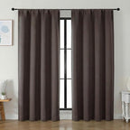 Simplebrand Ava Chocolate Blackout Curtains for Bedroom 84 Inch Length 2 Panels Set, Solid Thermal Insulated Privacy Living Room Window Treatment Curtains Blackout Drapes, W50 x L84 Inch, Chocolate