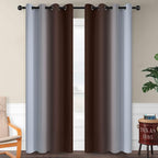 SimpleHome Ombre Room Darkening Curtains for Living Room, Light Blocking Gradient Brown to Greyish White Thermal Insulated Grommet Window Curtains/Drapes for Bedroom, 2 Panels, 52x84 inches Length