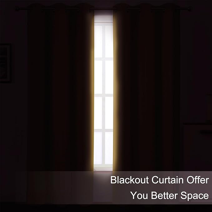 LEMOMO Mustard Yellow Thermal Blackout Curtains/52 x 45 Inch/Set of 2 Panels Room Darkening Curtains