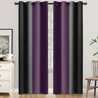 SimpleHome Ombre Room Darkening Curtains 84 inches Length for Bedroom,Grommet Gradient Light Blocking Purple and Black Window Curtains for Living Room,2 Panels, 52x84 inches