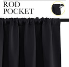 NICETOWN Living Room Blackout Shades - All Season Rod Pocket Thermal Insulated Solid Blackout Curtains/Drapes for Living Room (Set of 2, 42 inches by 84 Inch, Black)