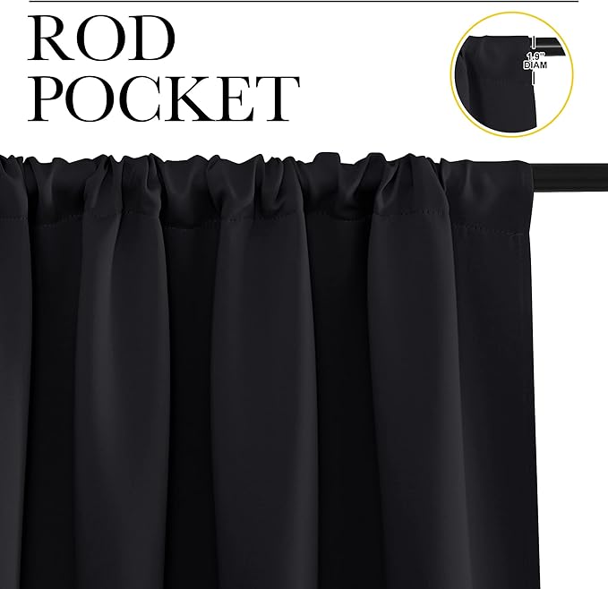 NICETOWN Short Curtains, Black Out RV Bunk Panels for Kitchen - Energy Smart Decoration Thermal Insulating Blackout Drapes/Draperies for Small Window (2 Panels, 34 inches Wide by 36 inches Long)