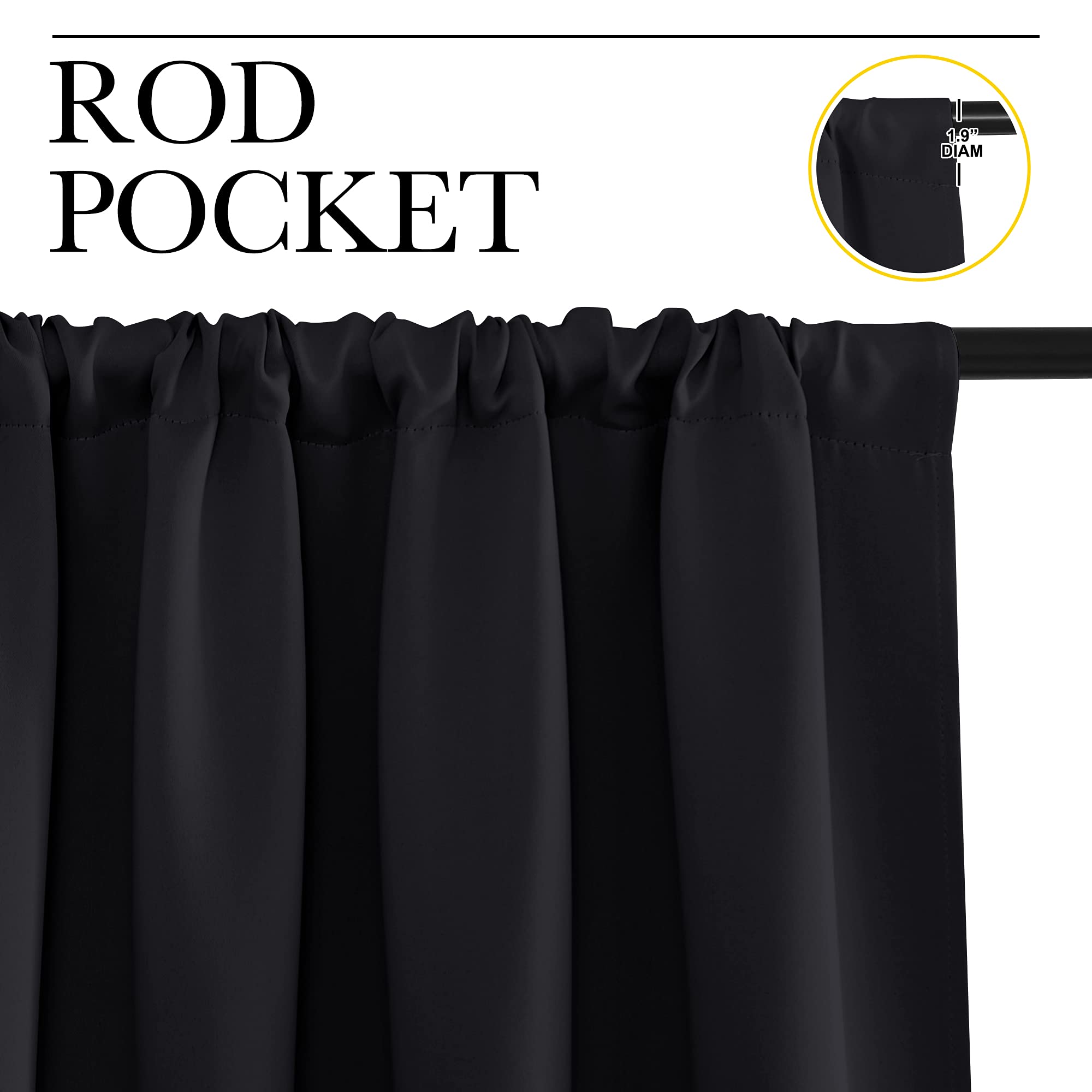 NICETOWN Black Out Curtain Panels for Kitchen - Energy Smart Decoration Thermal Insulating Blackout Drapes/Draperies for Small Window (2 Panels, 34 inches Wide by 40 inches Long)