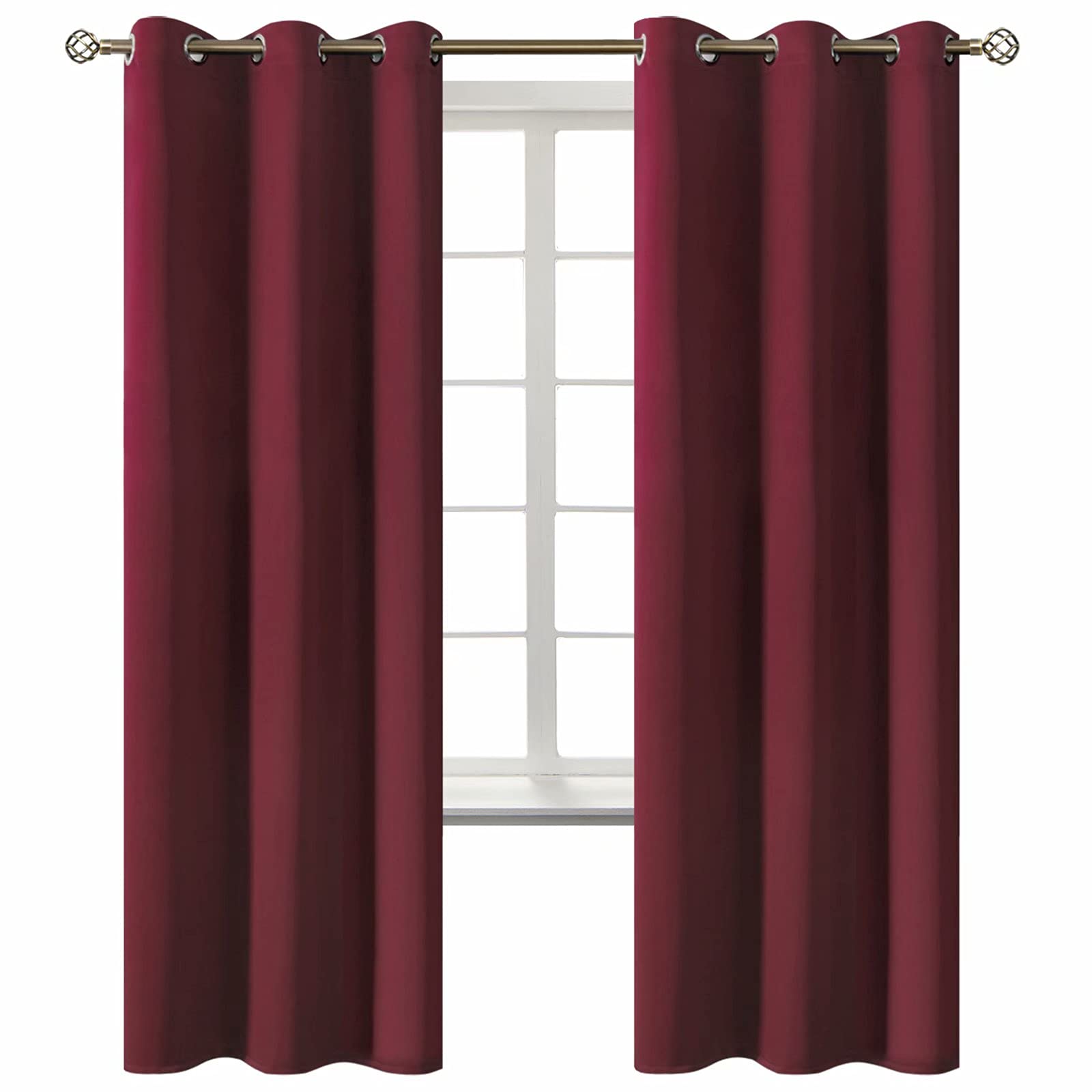 BGment Burgundy Blackout Curtains for Bedroom 72 Inch Long - 2 Panels