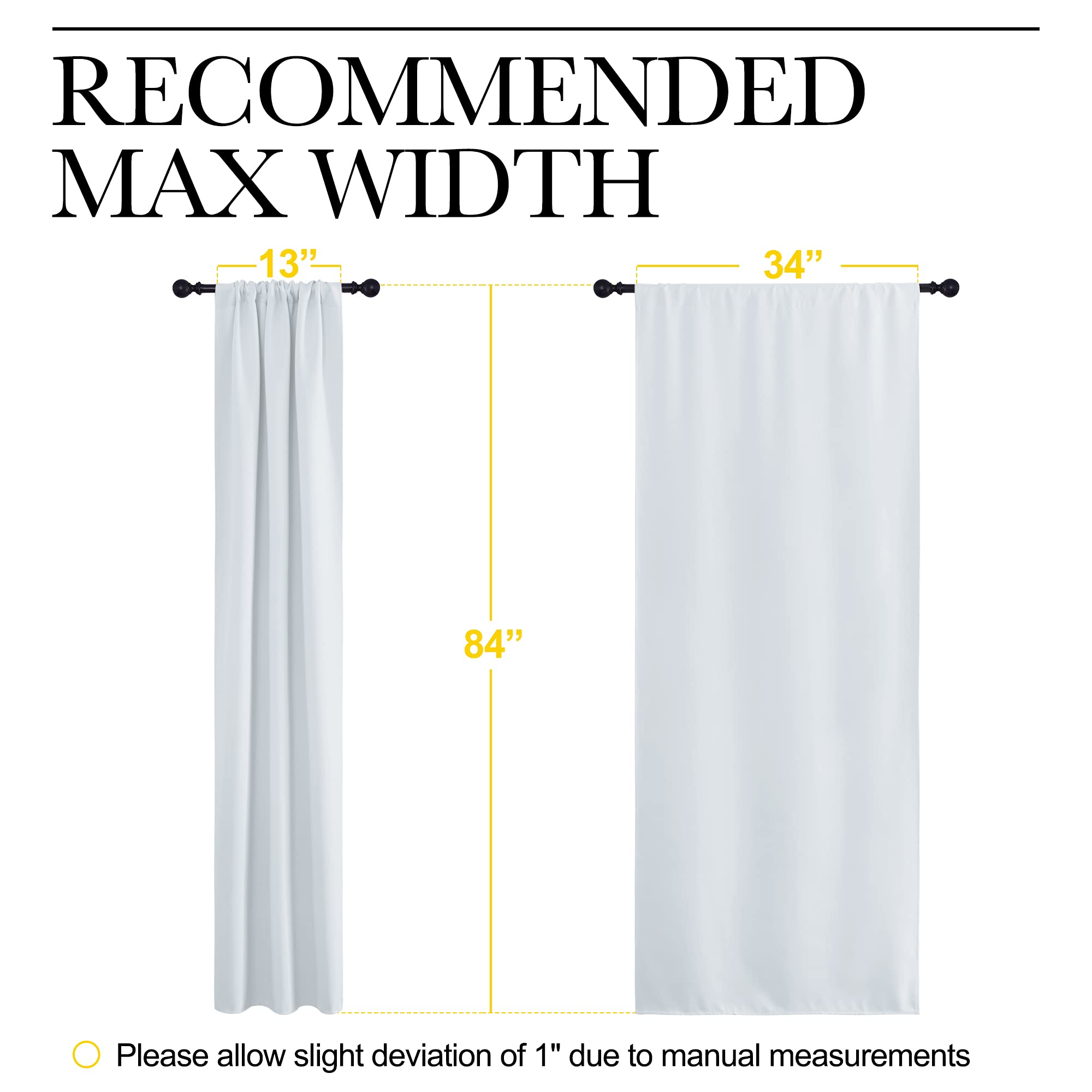 NICETOWN Greyish White Window Curtain Panels - Thermal Insulated Rod Pocket Room Darkening Curtain Sets for Bedroom (Greyish White, 2 Panels, 34 in x 84 in (W x L))