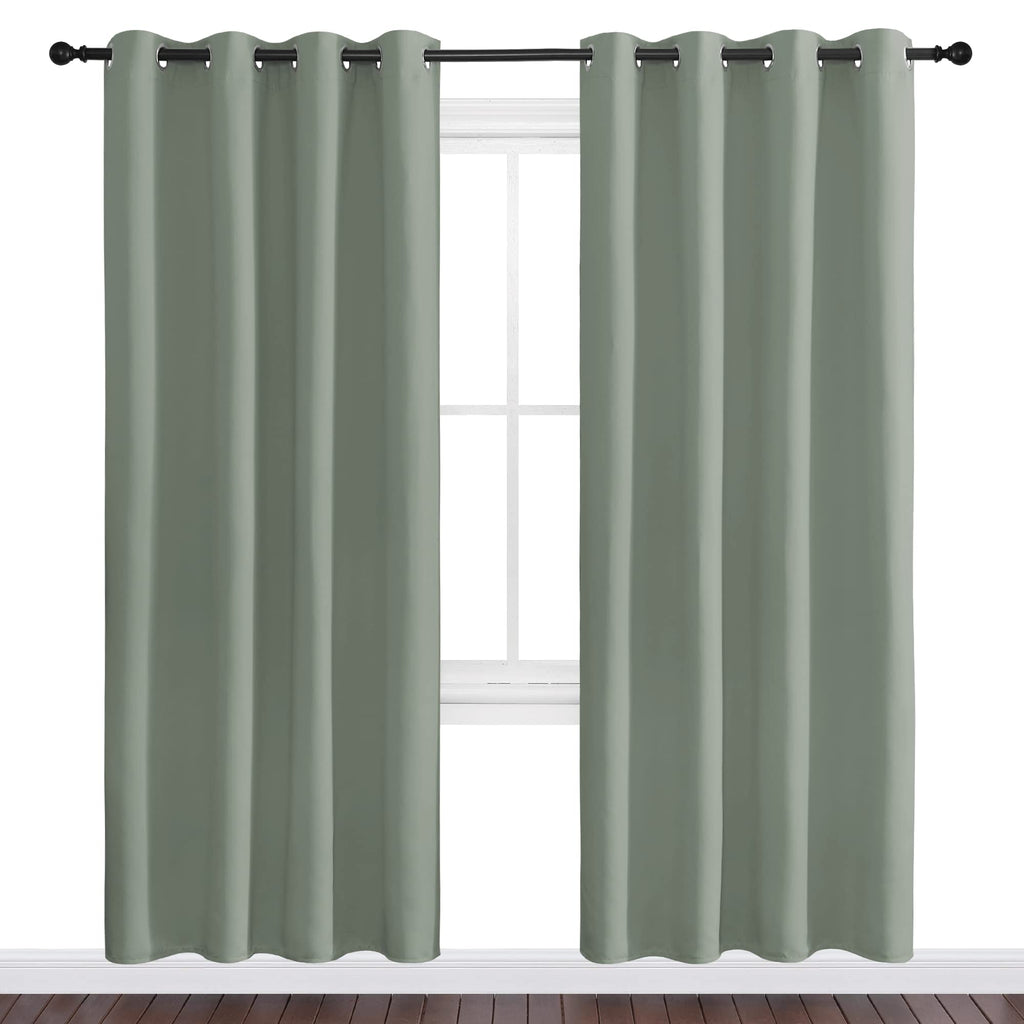 NICETOWN Sage Green Blackout Curtains 78" Long for Office, Dining Room, Guest Room, Sound Reducing Heat and Cold Block Curtain Panels for Modern Room Decorative (55" Wide, 2 Pieces)