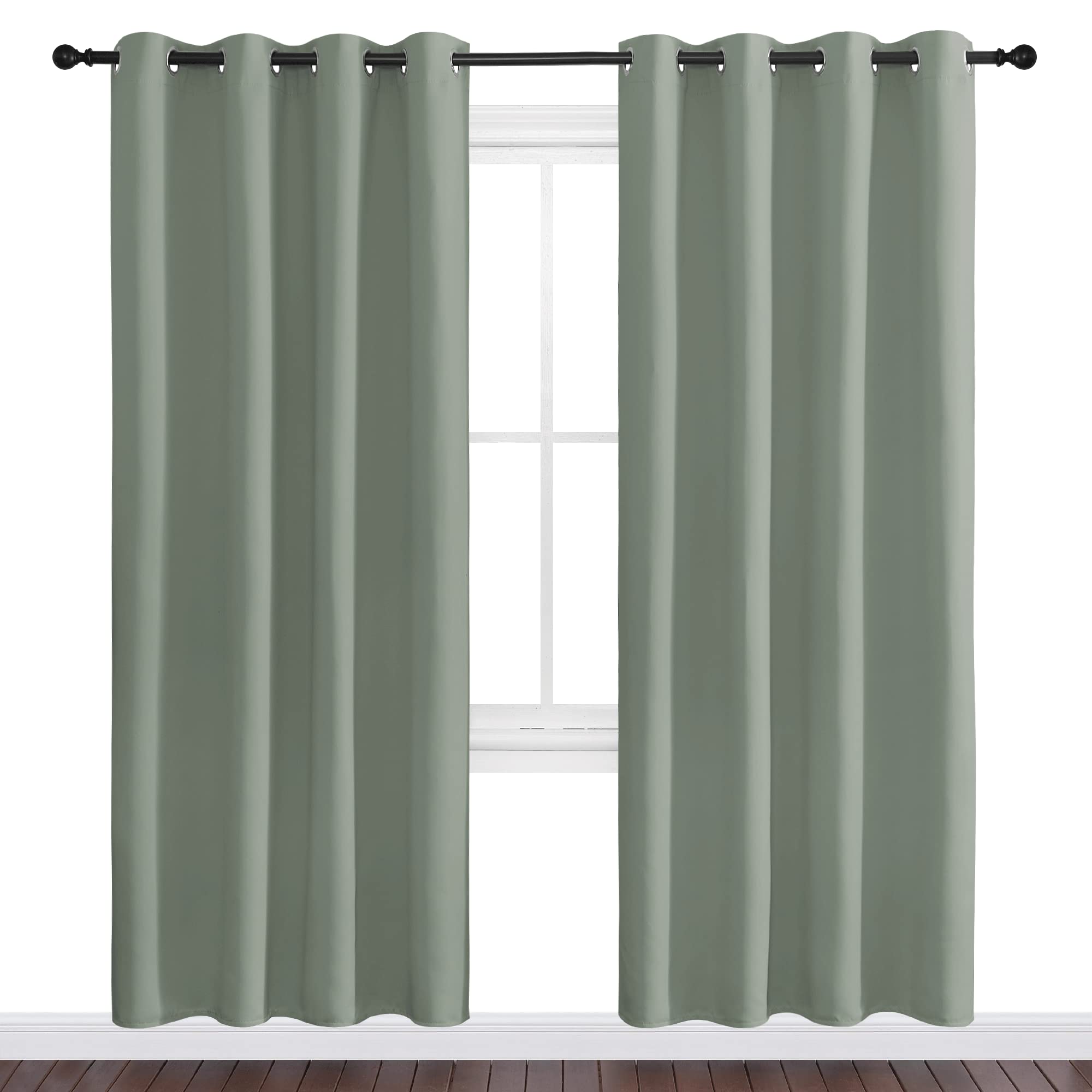 NICETOWN Sage Green Blackout Curtains 78" Long for Office, Dining Room, Guest Room, Sound Reducing Heat and Cold Block Curtain Panels for Modern Room Decorative (55" Wide, 2 Pieces)