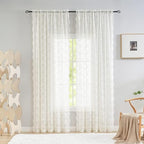 YJ YANJUN Vintage Lace Curtains 92 Inches Long-Victorian Floral Pattern Ivory Sheer Panels Light Filtering Cream Gauze Curtain for Living Room Bedroom Boho Farmhouse Decor 52x92 Cream/Ivory