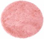 Goolela Pink Circle Rug 4ft for Girls Bedroom Round Fuzzy Fluffy Faux Fur Carpet Living Room Dorm Furry Cute Home Decor