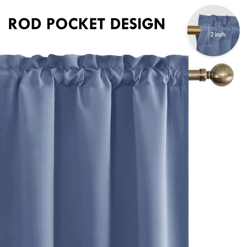 DWCN Blackout Curtains for Bedroom 38 x 45 Inch Long Dusty Blue 2 Panels