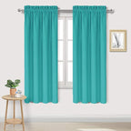 DWCN Blackout Curtains for Living Room Thermal Insulated, Energy Saving & Noise Reducing Bedroom Curtains, Peacock Blue, W 42x L 63 Inch, Set of 2 Rod Pocket Curtain Panels