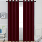 Yakamok Blackout Curtains for Bedroom, Thermal Insulated Blackout Window Curtains with Grommet Top for Living Room- Wine Red- 52W x 84L -2 Panels
