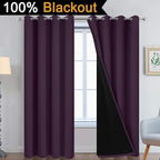 Yakamok 100% Blackout Curtains 84 Inches Long, 2 Thick Layers Heat and Full Light Blocking Soft Thermal Insulated Drapes for Bedroom(52" Wide Each Panel,Purple, 2 Panels)