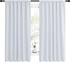 NICETOWN Bedroom Window Curtain Panels - Window Treatment Thermal Insulated Rod Pocket Room Darkening Curtains/Drapes for Patio Door (Greyish White, 2 Panels, 62 in x 63 in (W x L))